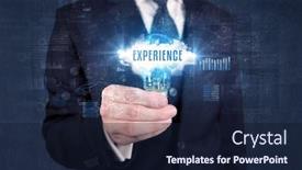  Presentation with business experience - Audience pleasing slide deck consisting of businessman-holding-a-light-bulb backdrop and a wine colored foreground