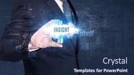  Presentation with light bulb - Colorful PPT theme enhanced with businessman-holding-a-light-bulb backdrop and a navy blue colored foreground