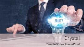  Presentation with light bulb - Presentation design consisting of businessman-holding-a-light-bulb background and a light gray colored foreground