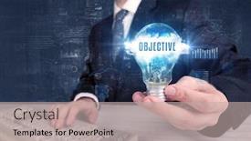  Presentation with light bulb - Audience pleasing slide deck consisting of businessman-holding-a-light-bulb backdrop and a mint green colored foreground