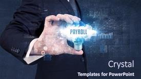  Presentation with payroll - Audience pleasing slide deck consisting of businessman-holding-a-light-bulb backdrop and a navy blue colored foreground