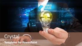  Presentation with light bulb - PPT layouts having businessman-holding-a-light-bulb background and a coral colored foreground