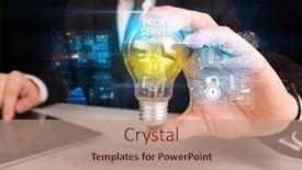  Presentation with light bulb - Presentation theme with businessman-holding-a-light-bulb background and a coral colored foreground