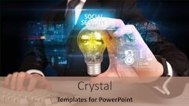  Presentation with light bulb - Slide set featuring businessman-holding-a-light-bulb background and a coral colored foreground