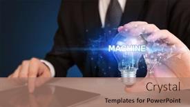  Presentation with light bulb - Theme enhanced with businessman-holding-a-light-bulb background and a coral colored foreground