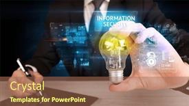  Presentation with light bulb - Theme featuring businessman-holding-a-light-bulb background and a tawny brown colored foreground