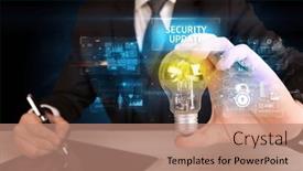  Presentation with light bulb - Slide set featuring businessman-holding-a-light-bulb background and a coral colored foreground