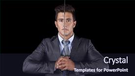  Presentation with ninja - Cool new slides with businessman holding a ninja sword backdrop and a wine colored foreground