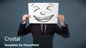  Presentation with paper - Colorful slide set enhanced with a drawed smiley face backdrop and a ocean colored foreground