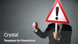  Presentation with triangle - Amazing slides having businessman holding a red traffic backdrop and a gray colored foreground