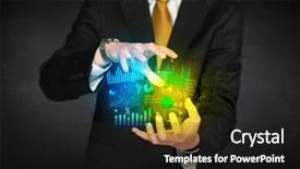  Presentation with diagram - Theme having businessman holding a shining diagram cloud in front of his body background and a dark gray colored foreground