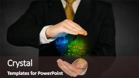  Presentation with shining - PPT theme with businessman holding a shining diagram cloud in front of his body background and a tawny brown colored foreground