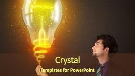  Presentation with shining - Audience pleasing presentation theme consisting of businessman holding a shining idea bulb backdrop and a tawny brown colored foreground