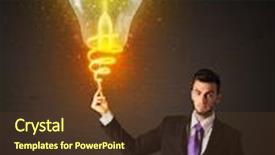  Presentation with shining - Theme enhanced with businessman holding a shining idea bulb background and a tawny brown colored foreground