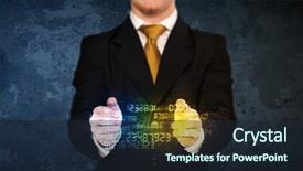  Presentation with shining - Amazing slide deck having businessman holding a shining number cloud in front of his body backdrop and a wine colored foreground