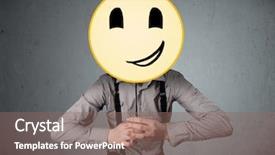  Presentation with yellow - Presentation consisting of businessman holding a yellow smiley background and a violet colored foreground