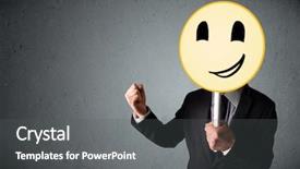  Presentation with yellow - Cool new PPT theme with businessman holding a yellow smiley backdrop and a  colored foreground