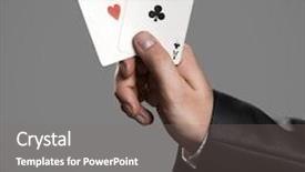  Presentation with gray - Cool new slides with businessman holding an aces on gray background ace in the hole backdrop and a gray colored foreground