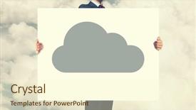  Presentation with cloud computing - Cool new theme with businessman-holding-banner-with-cloud backdrop and a cream colored foreground