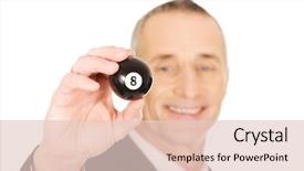  Presentation with billiard - Cool new PPT layouts with businessman holding billiard eight ball backdrop and a lemonade colored foreground
