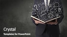  Presentation with doodle - Audience pleasing presentation consisting of businessman holding book with doodle backdrop and a dark gray colored foreground