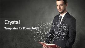  Presentation with doodle - Slide set having businessman holding book with doodle background and a dark gray colored foreground