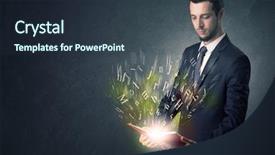  Presentation with letter - Amazing slide set having businessman holding book with letter backdrop and a tawny brown colored foreground