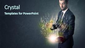  Presentation with letter - Slide deck consisting of businessman holding book with letter background and a tawny brown colored foreground