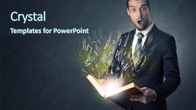  Presentation with letter - Theme featuring businessman holding book with letter background and a tawny brown colored foreground