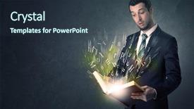  Presentation with letter - Amazing slides having businessman holding book with letter backdrop and a tawny brown colored foreground