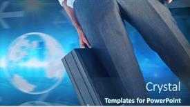  Presentation with blue global - Slide set featuring businessman-holding-briefcase-against-global background and a ocean colored foreground