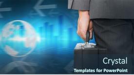  Presentation with blue global - Theme having businessman-holding-briefcase-against-global background and a ocean colored foreground