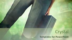  Presentation with light green - PPT layouts having businessman-holding-briefcase-against-green background and a mint green colored foreground