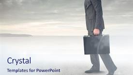  Presentation with leadership clouds - PPT theme with businessman holding briefcase and clouds background and a  colored foreground