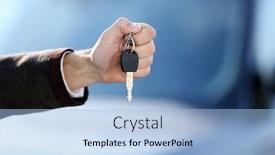 Presentation with car key - Amazing PPT theme having businessman holding car key outdoors backdrop and a light blue colored foreground