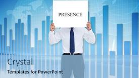  Presentation with blue-global - Cool new presentation design with businessman-holding-card-saying-presence backdrop and a light blue colored foreground