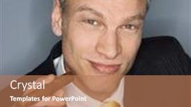  Presentation with cigar - Slides featuring businessman holding cigar in studio background and a coral colored foreground