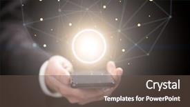  Presentation with crystal ball - Colorful slide set enhanced with businessman holding crystal yellow ball backdrop and a tawny brown colored foreground