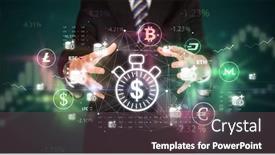  Presentation with concept - Theme with businessman-holding-currency-symbols-concept background and a tawny brown colored foreground