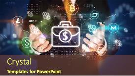  Presentation with concept - Theme having businessman-holding-currency-symbols-concept background and a tawny brown colored foreground