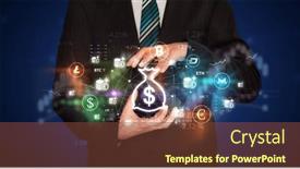  Presentation with concept - Slide set having businessman-holding-currency-symbols-concept background and a tawny brown colored foreground