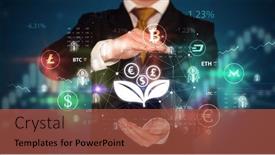  Presentation with concept - Slide deck having businessman-holding-currency-symbols-concept background and a red colored foreground