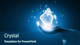  Presentation with human heart - Cool new presentation theme with businessman holding digital glowing heart backdrop and a ocean colored foreground