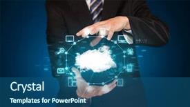  Presentation with virtual memory in cloud computing - Slide set having businessman holding digital icons cloud background and a  colored foreground