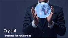  Presentation with globe - Presentation enhanced with businessman holding globe in global background and a  colored foreground