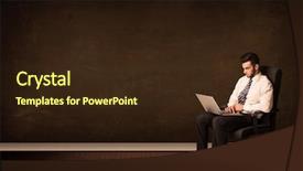  Presentation with high tech grilling - Amazing slide set having businessman holding high tech laptop backdrop and a wine colored foreground