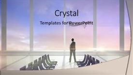  Presentation with departure - Beautiful slide set featuring businessman holding his jacket against airport departure area backdrop and a light blue colored foreground