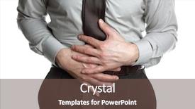  Presentation with pain management - Colorful slide deck enhanced with businessman holding his stomach backdrop and a tawny brown colored foreground