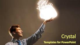  Presentation with heart rate - Presentation theme consisting of businessman holding human 3d heart background and a  colored foreground