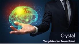  Presentation with human brain - Presentation with businessman holding human brain background and a wine colored foreground